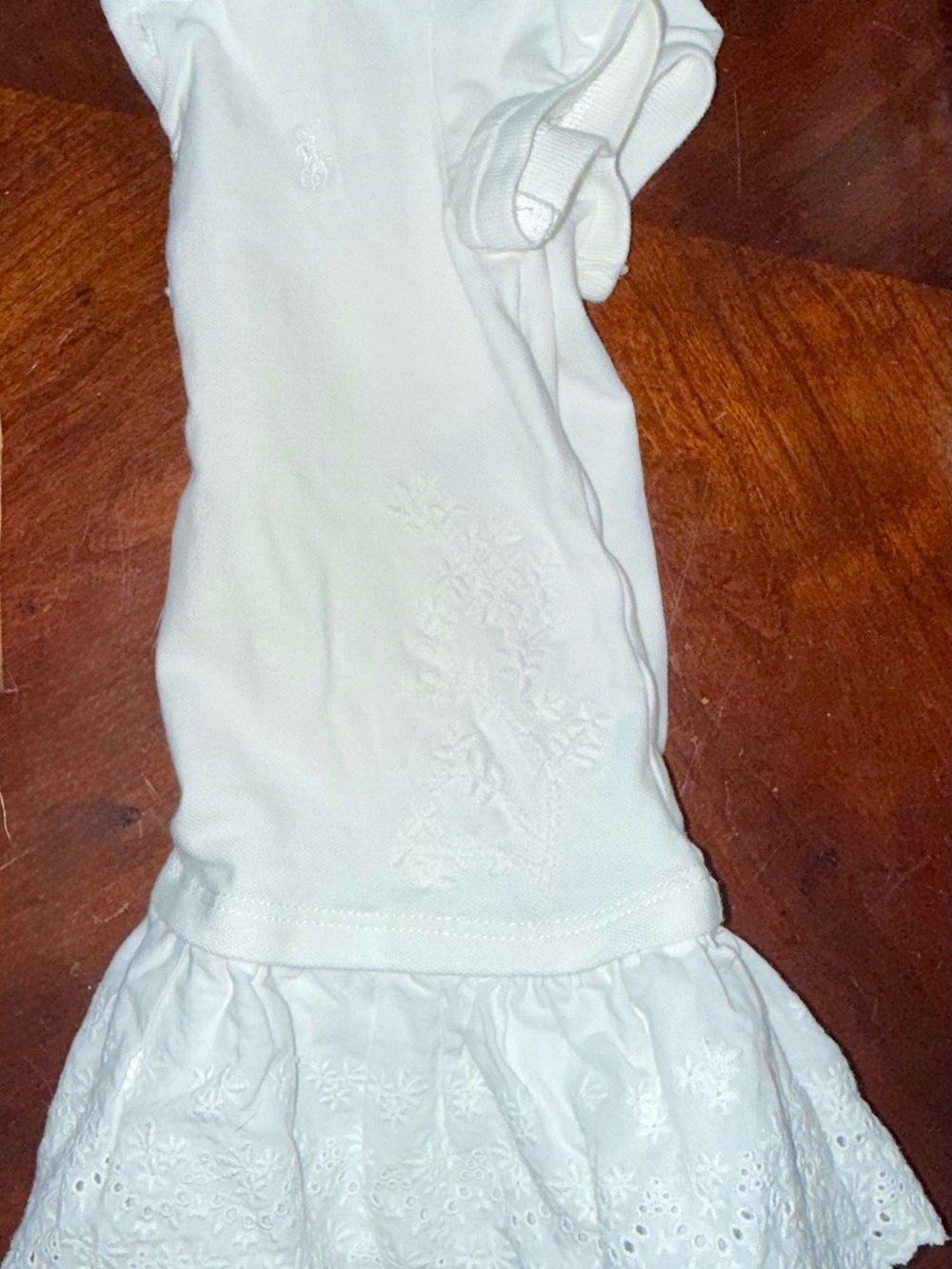 Ralph Lauren Baby Girls White Polo Dress | Eyelet Ruffle Hem | 18M | EUC - Picture 7 of 7